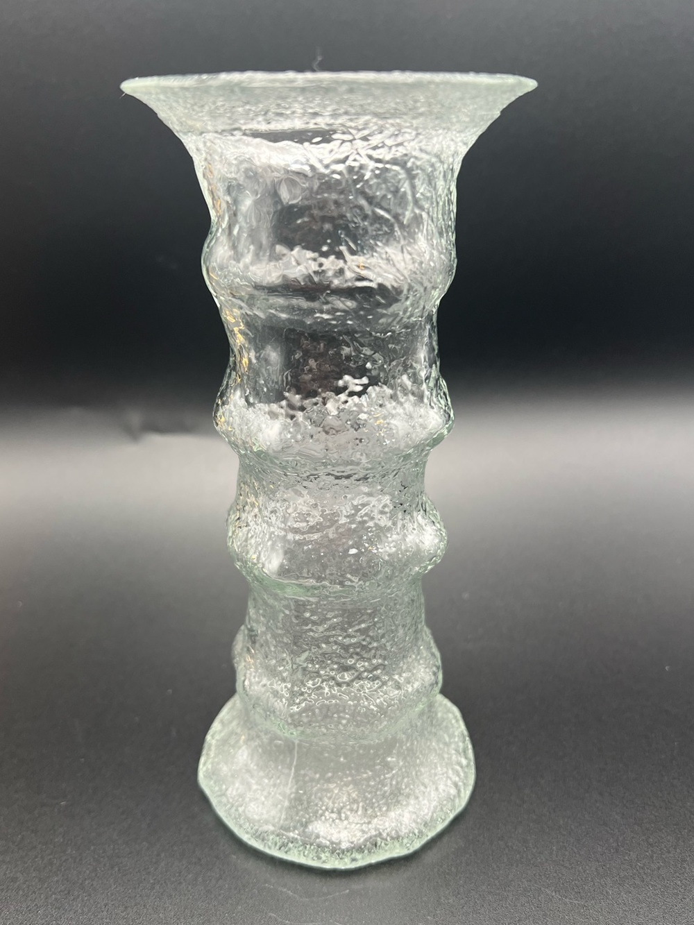✨ Vintage E.O. Brody Clear Crinkle Glass Vase - MCM Bark Texture